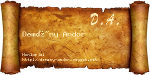 Demény Andor névjegykártya