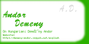 andor demeny business card